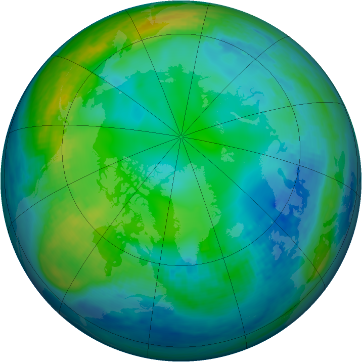 Arctic ozone map for 23 November 1991